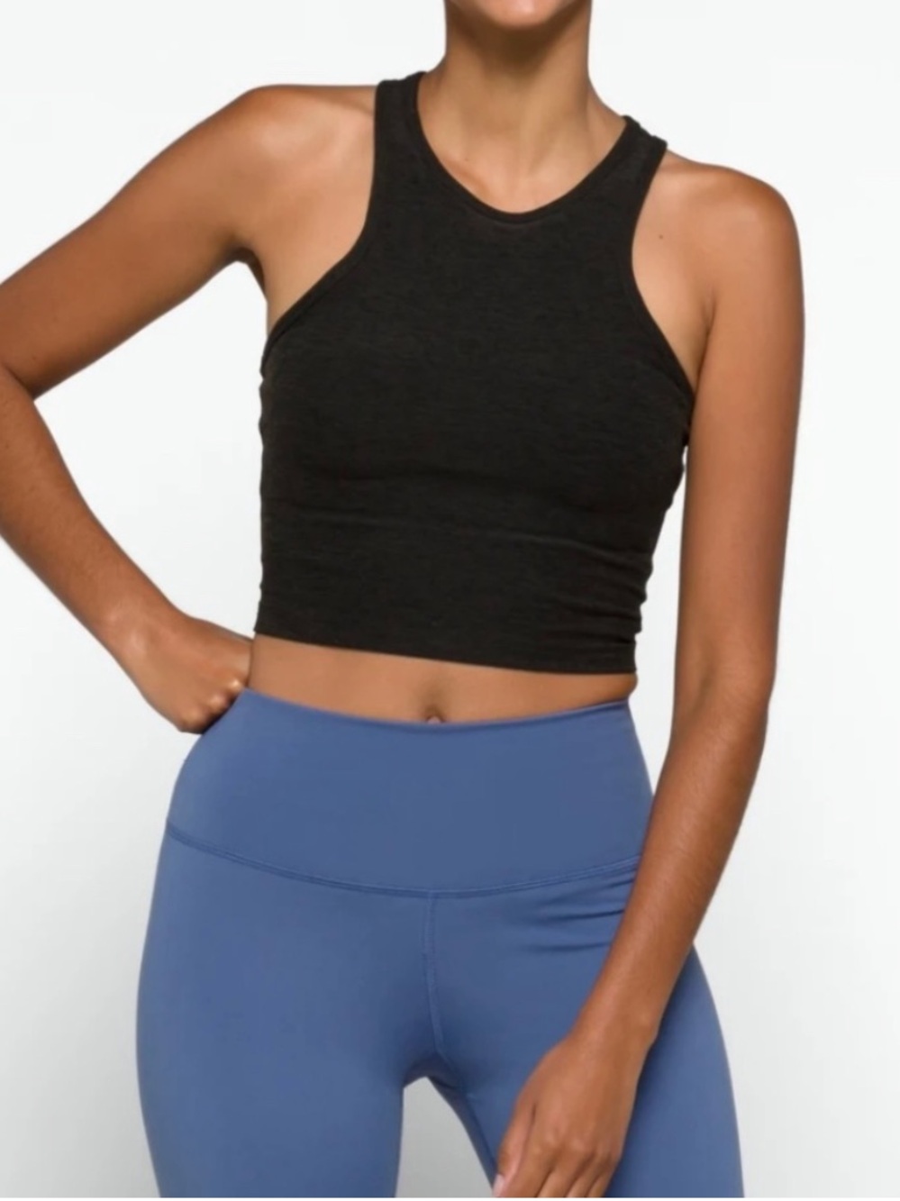 Beyond Yoga Spacedye Studio Cropped Yoga Tank XS Darkest Night